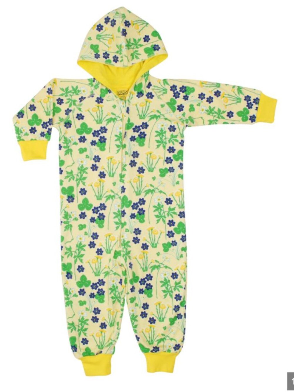 💛🌼 DUNS Organic Cotton Lined Zip Sleepsuit – Coltsfoot Print – Size 3–4Y 🌼💛